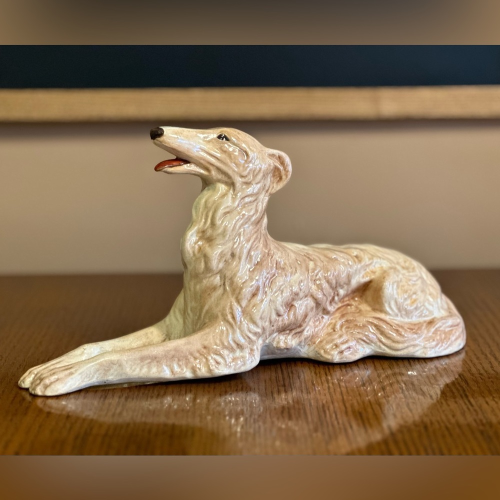 Vintage Holland Mold Borzoi Russian Wolfhound Hand Painted Ceramic Figurine 1958